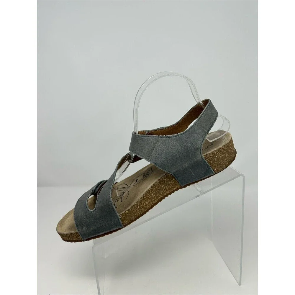 Josef Seibel Tonga 25 Womens Gray Comfort Wedge Sandals Hook & Loop Size 42